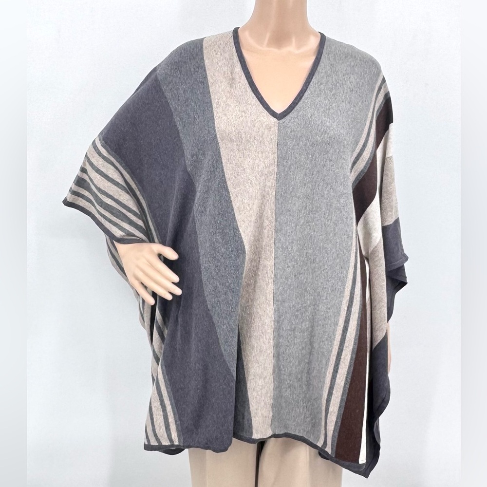 CAbi Horizon Poncho Top Striped V-Neck